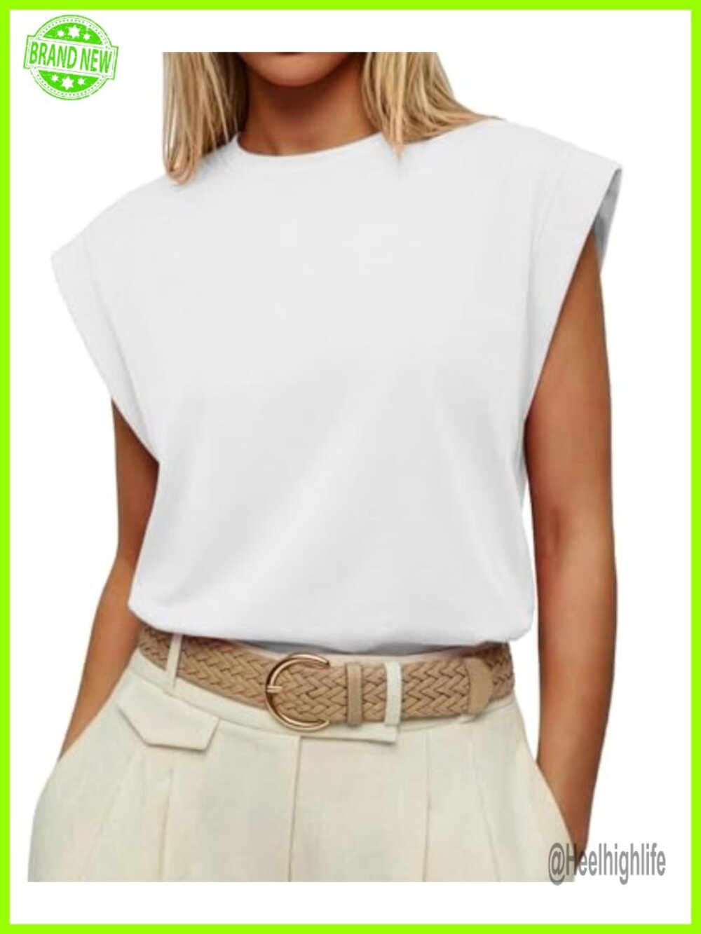Women's Cap Sleeve Tank Top Cotton Blend Crew Neck Loose Fit Casual Summer